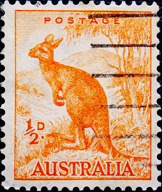 Австралия 1942 год . Рыжий кенгуру . Каталог 0,60 $ . (3)  